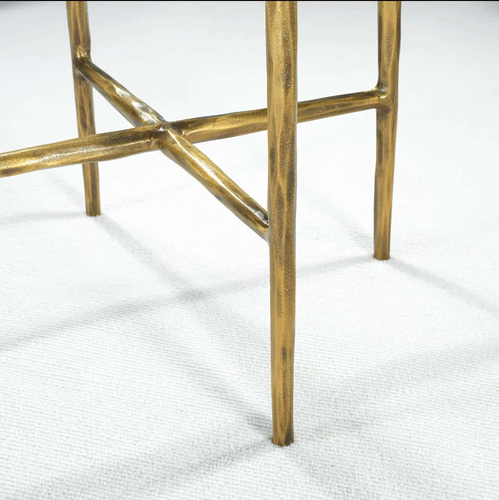 Hand-Forged Metal Glass Round Side Table 18" 22"