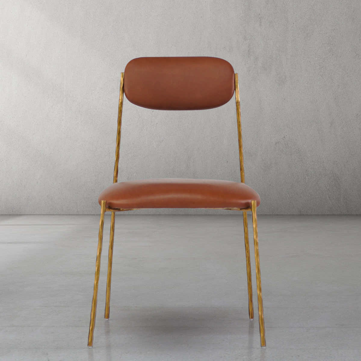 Hand-Forged Metal Genuine Leather Dining Chair