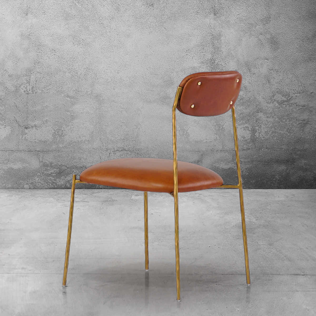 Hand-Forged Metal Genuine Leather Dining Chair