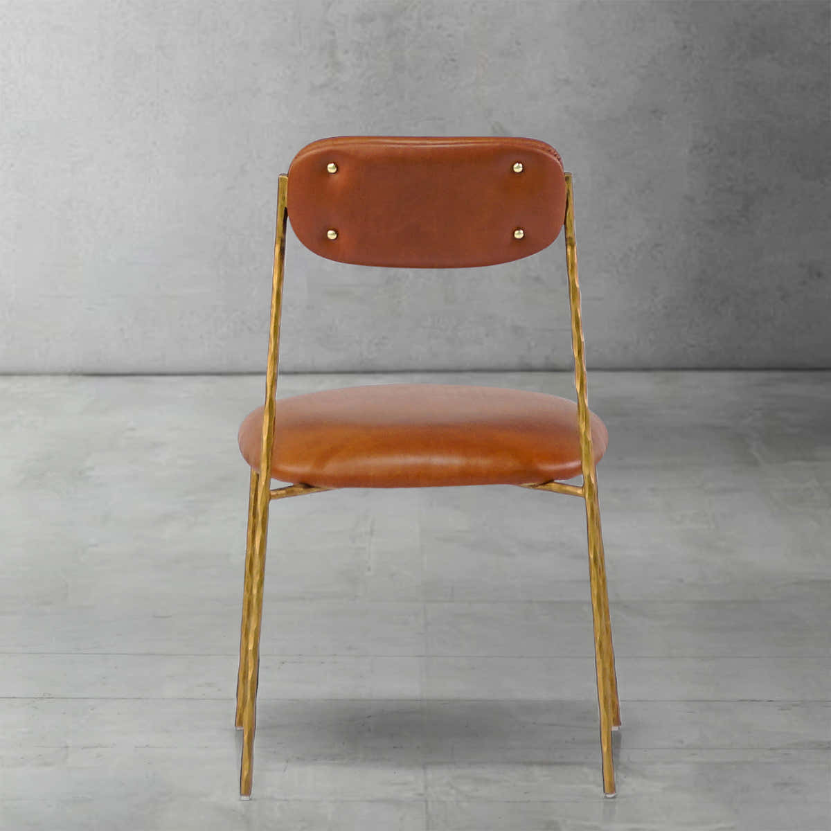 Hand-Forged Metal Genuine Leather Dining Chair