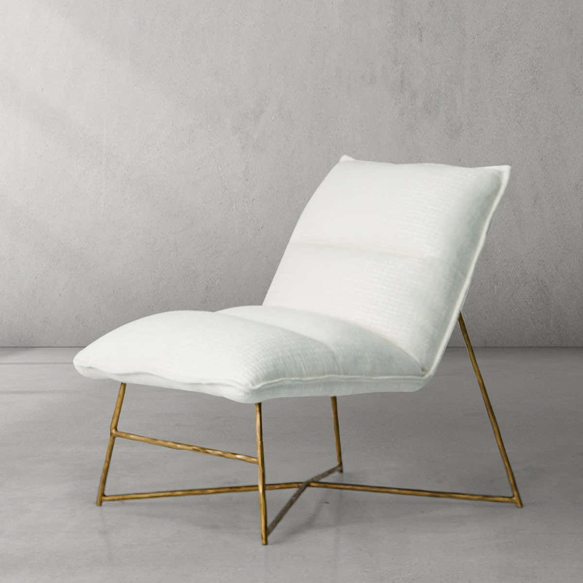 Hand-Forged Metal Fabric Lounge Chair