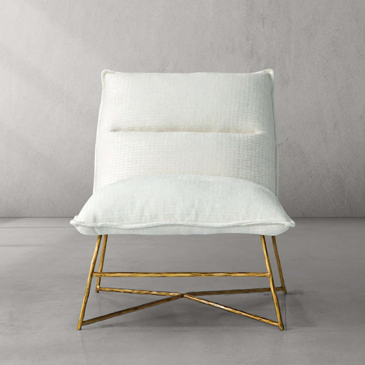 Hand-Forged Metal Fabric Lounge Chair