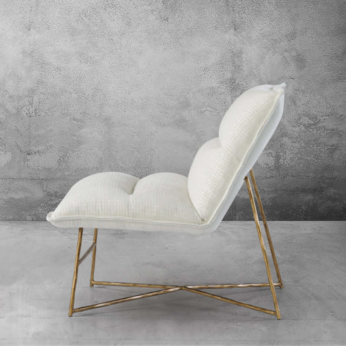 Hand-Forged Metal Fabric Lounge Chair