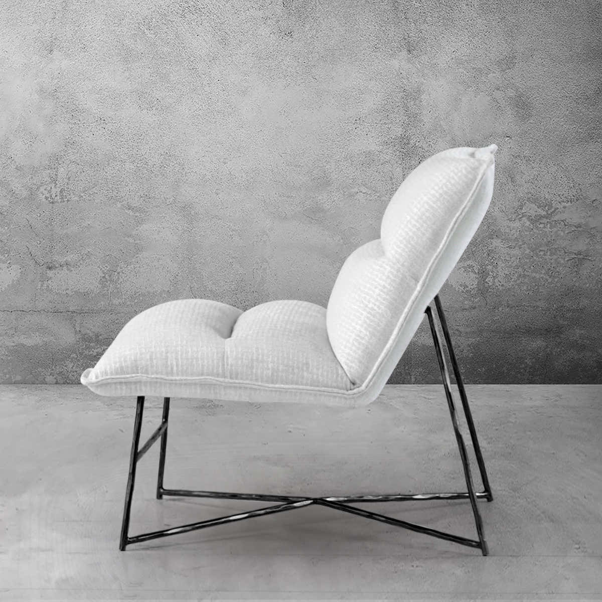 Hand-Forged Metal Fabric Lounge Chair