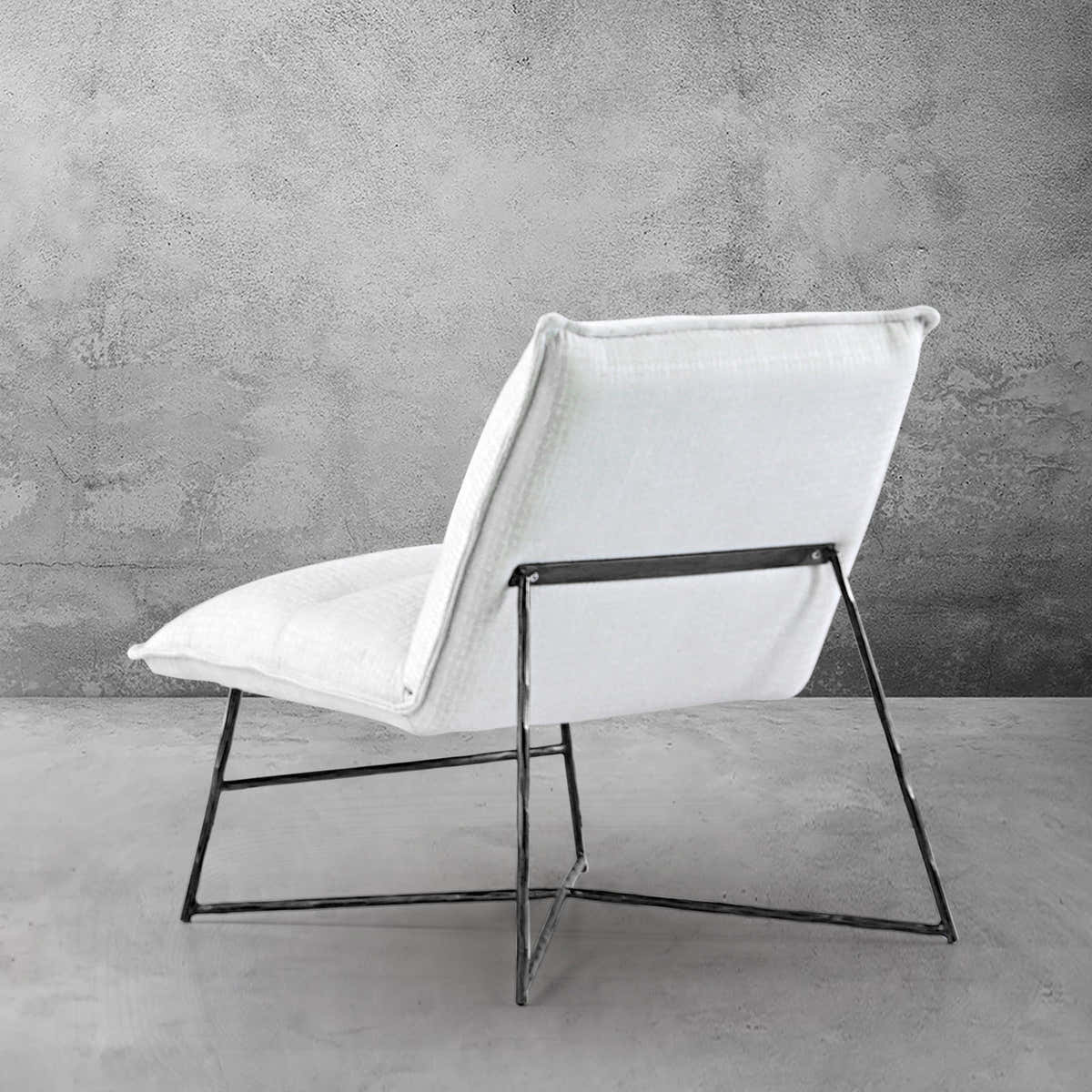 Hand-Forged Metal Fabric Lounge Chair
