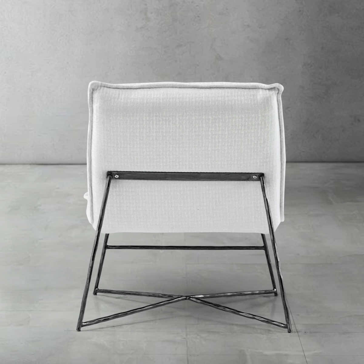 Hand-Forged Metal Fabric Lounge Chair