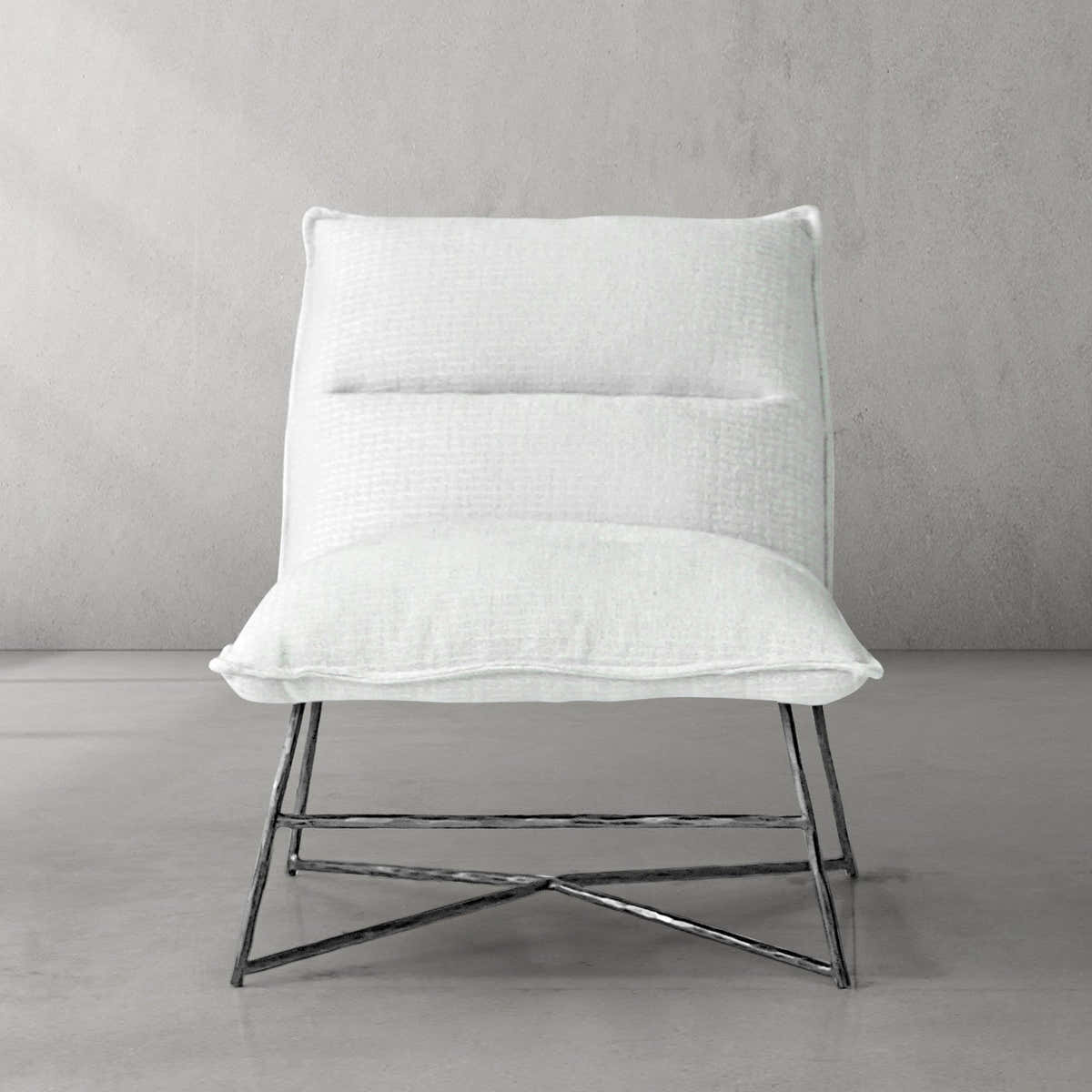 Hand-Forged Metal Fabric Lounge Chair