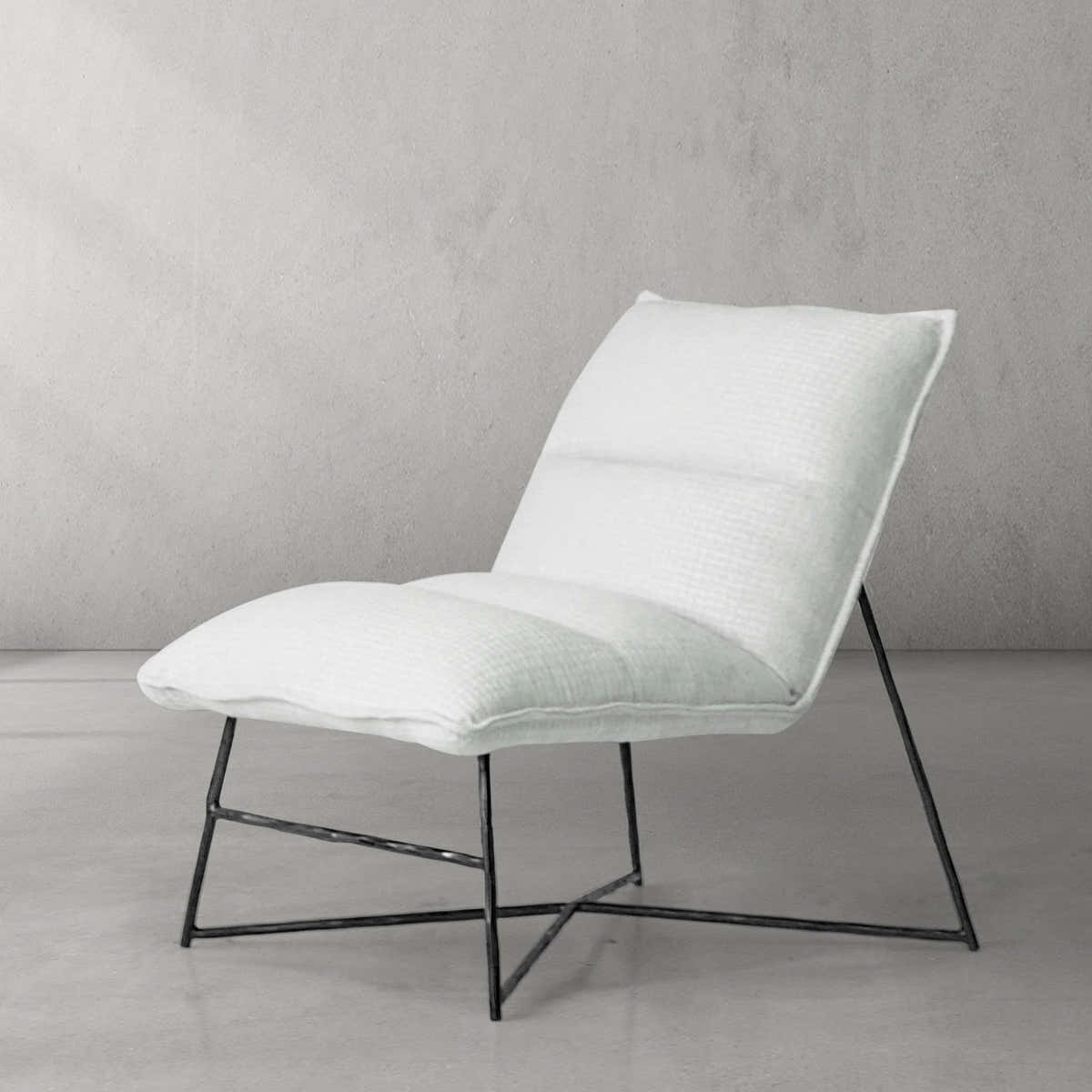 Hand-Forged Metal Fabric Lounge Chair