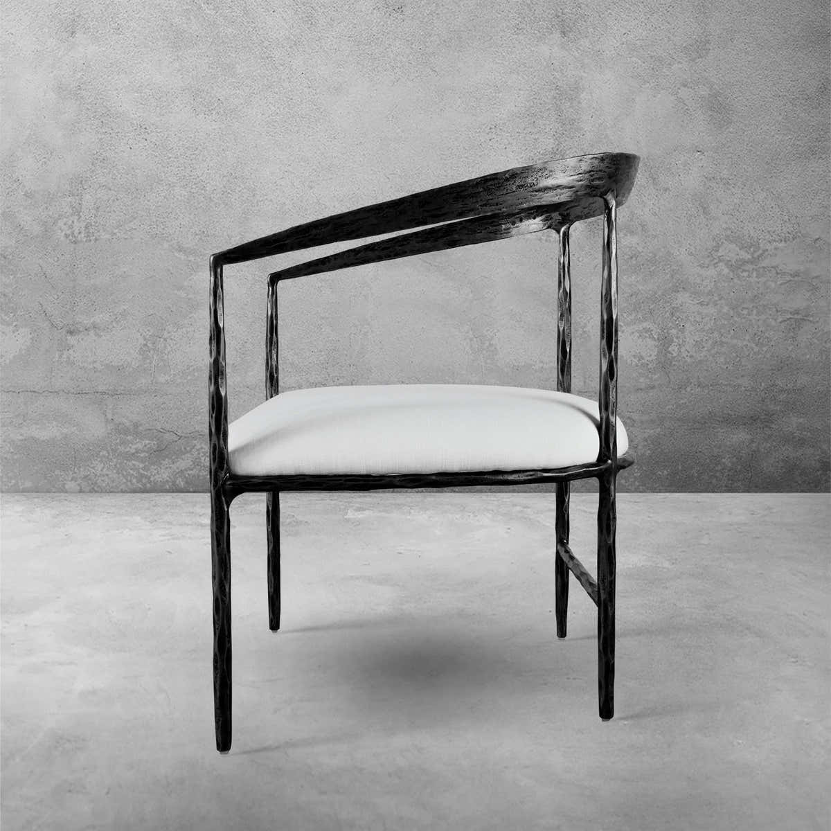 Hand-Forged Metal Curved Chair