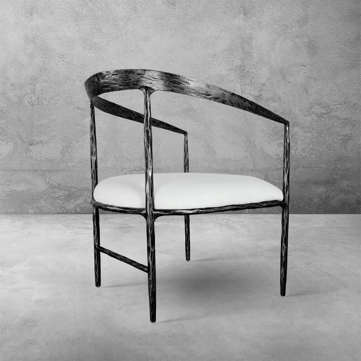 Hand-Forged Metal Curved Chair