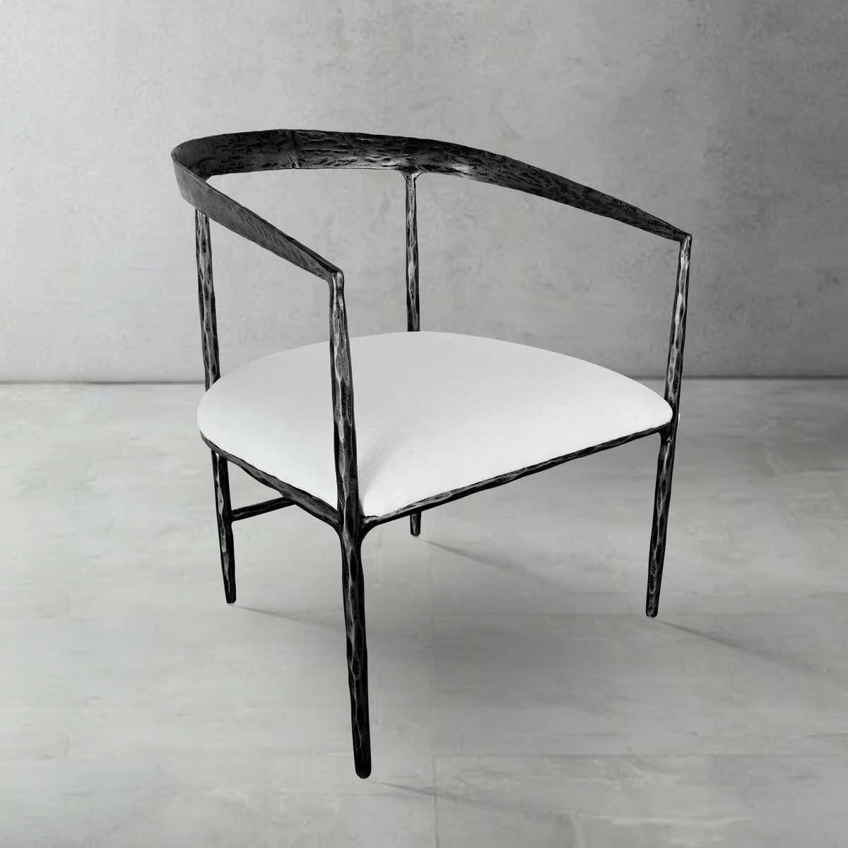 Hand-Forged Metal Curved Chair