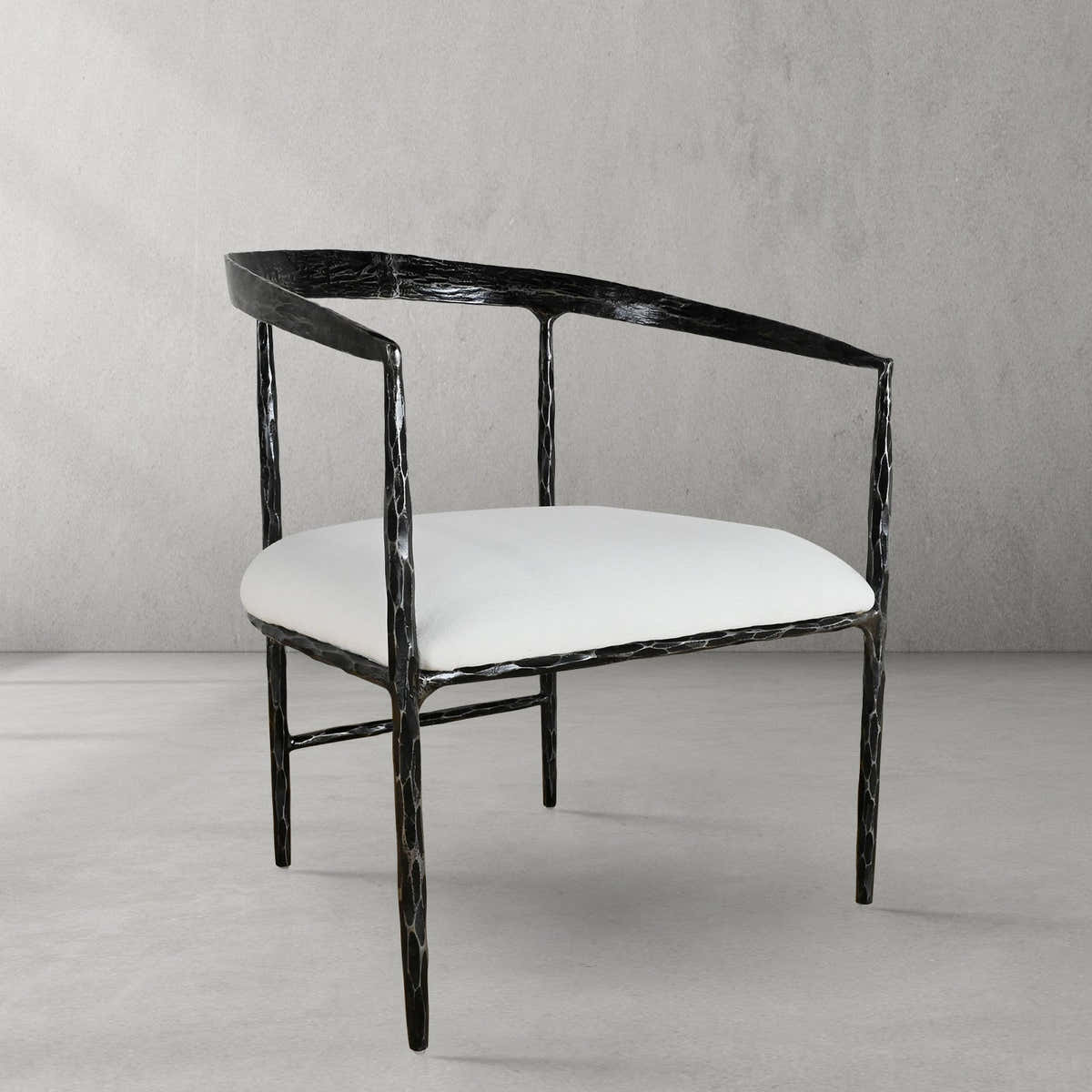Hand-Forged Metal Curved Chair
