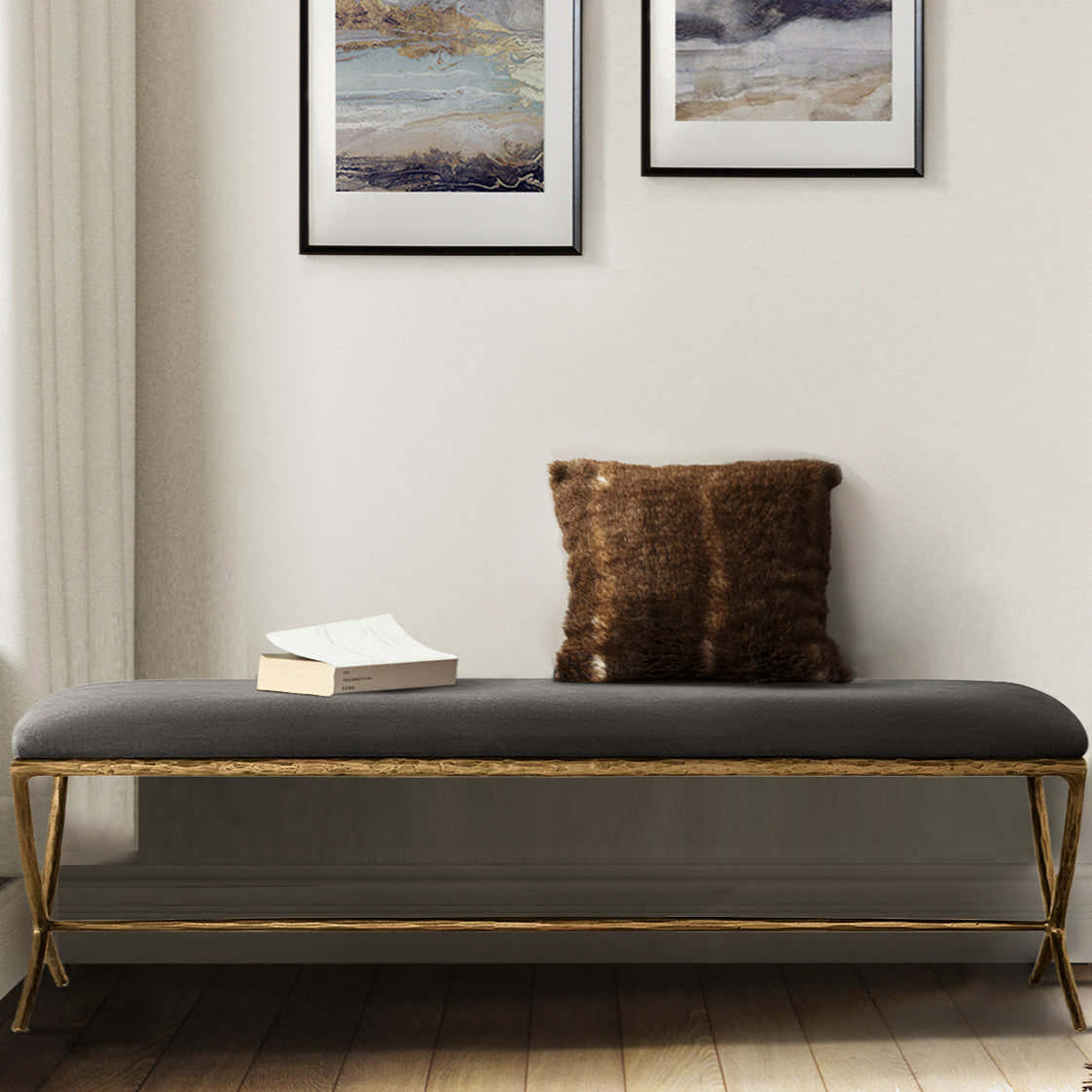 Hand-Forged Metal Alexander X-base Bench