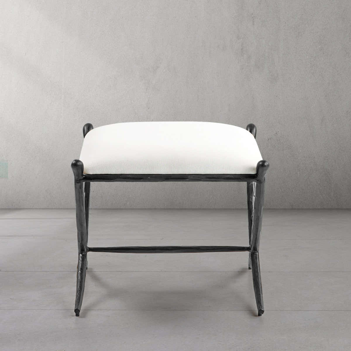 Hand-Forged Metal Horn Fabric Base Stool