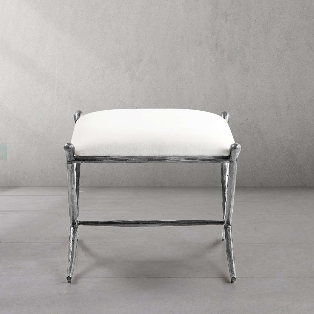 Hand-Forged Metal Horn Fabric Base Stool