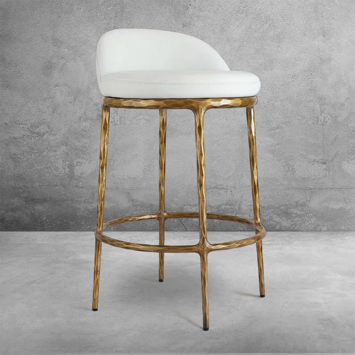 Hand-Forged Metal Bar Swivel Counter Stool