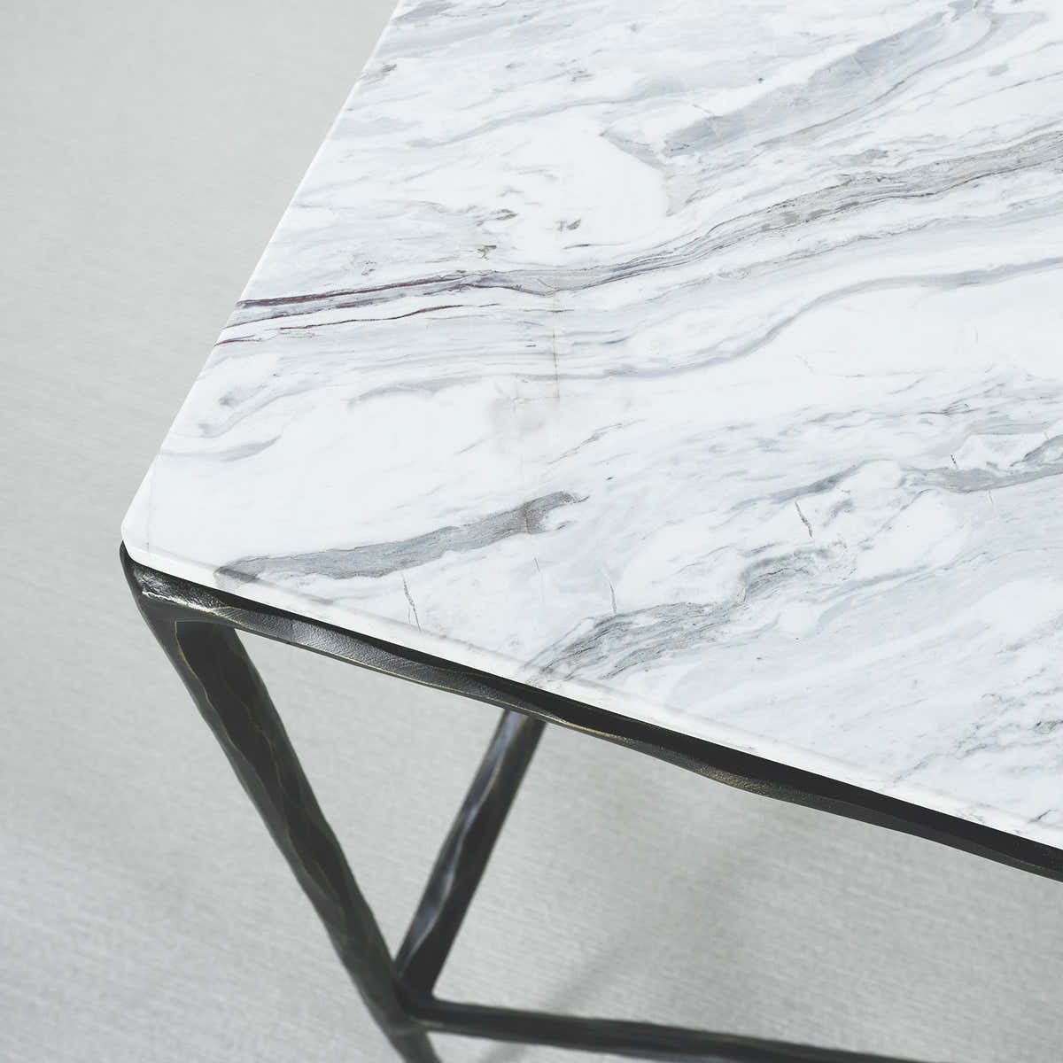 Hand-Forged Metal Rectangle Marble Console Table 60" 72"