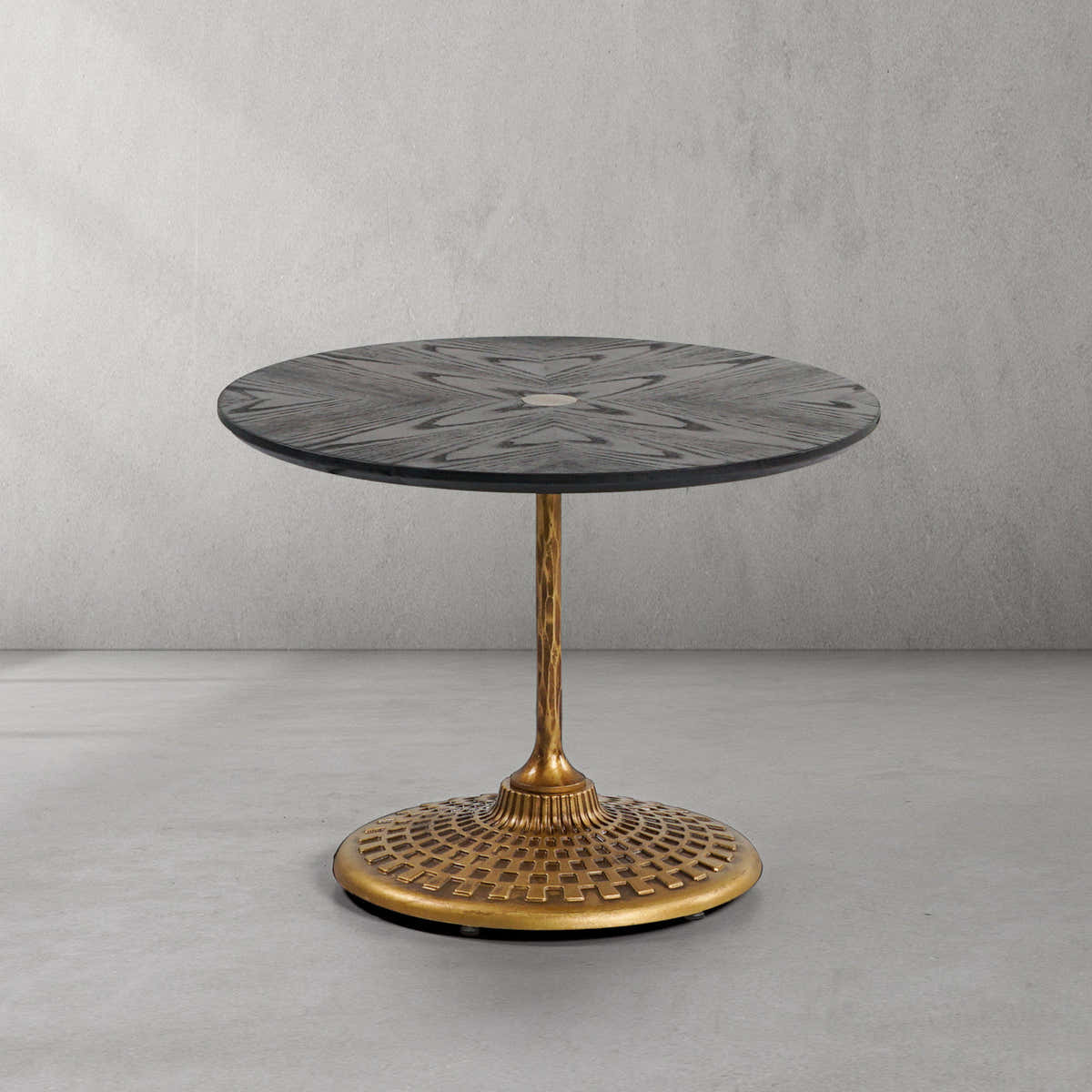 Hand-Forged Metal Wooden Side Table