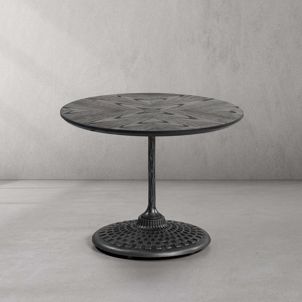 Hand-Forged Metal Wooden Side Table