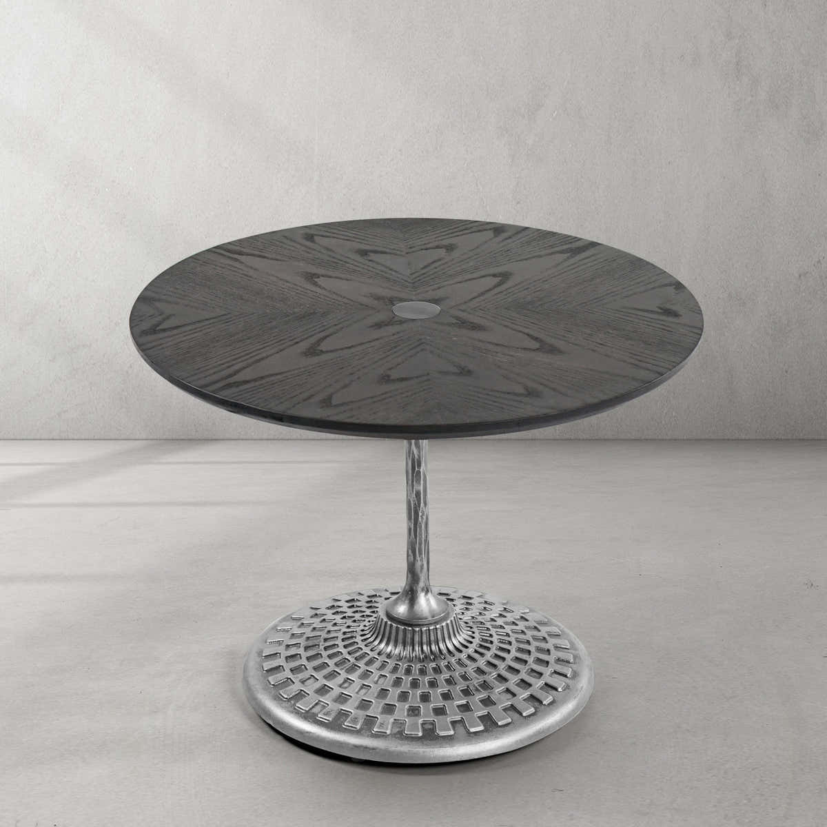 Hand-Forged Metal Wooden Side Table