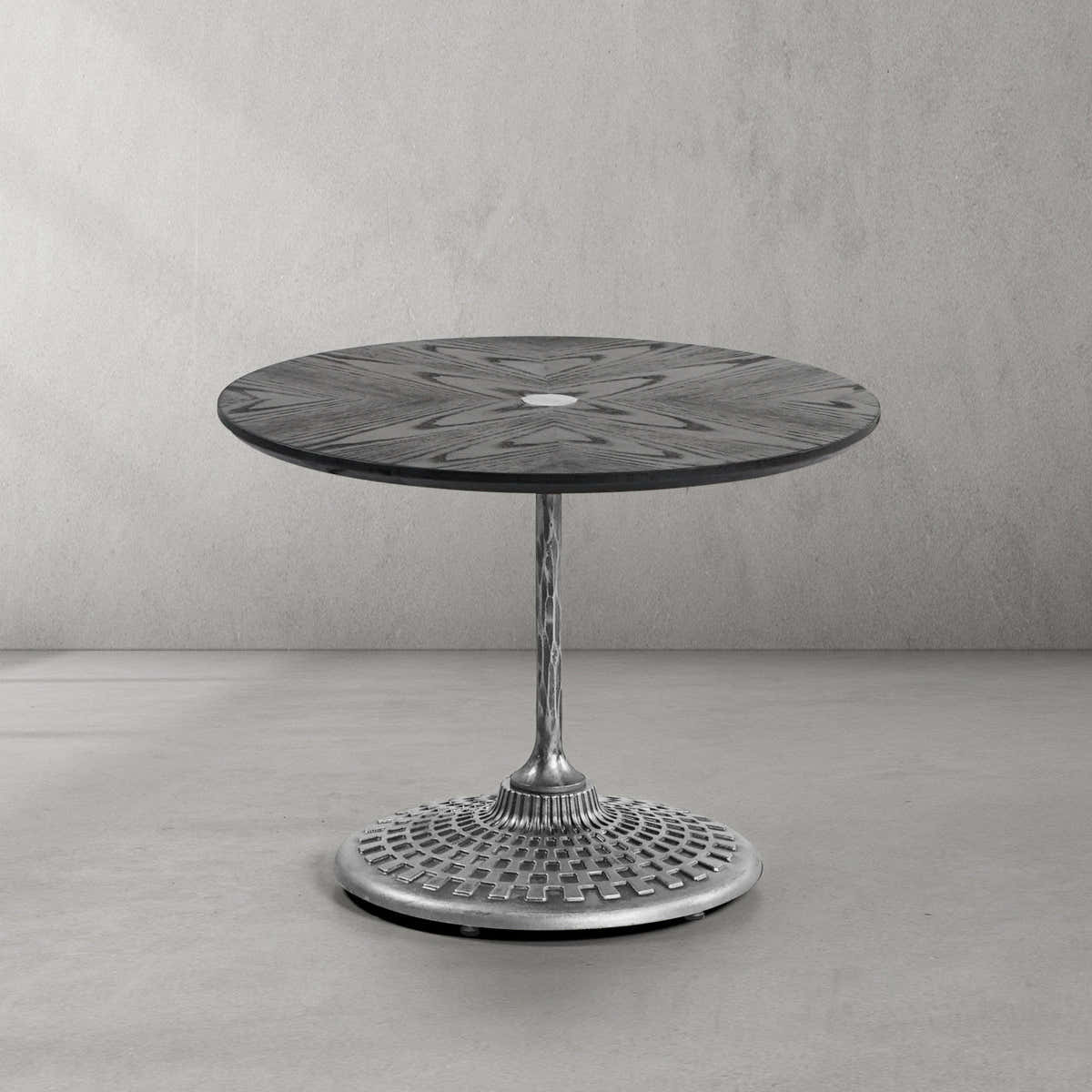 Hand-Forged Metal Wooden Side Table