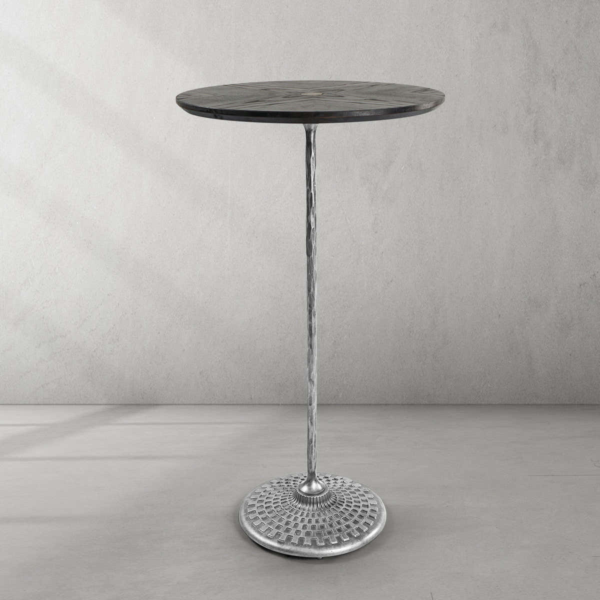 Hand-Forged Metal Wooden Side Table