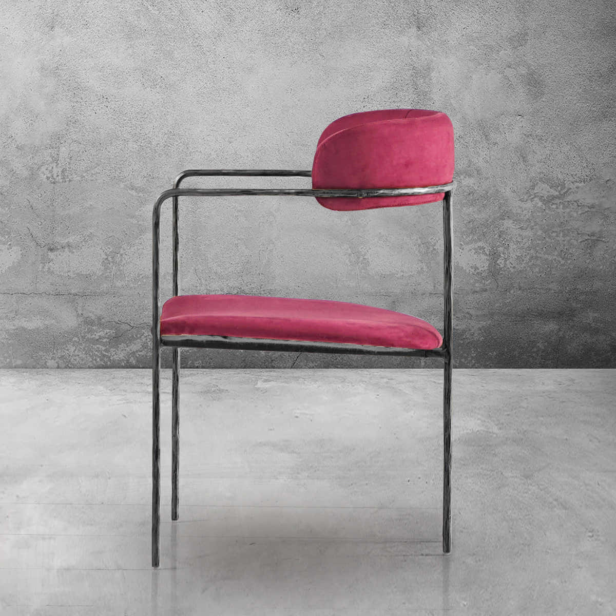Hand-Forged Metal Vintage Armrest Dining Chair