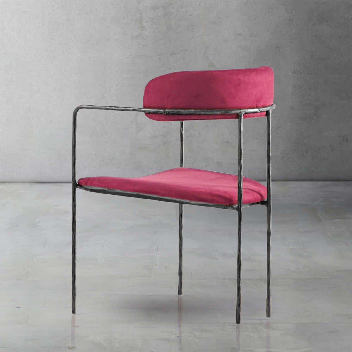 Hand-Forged Metal Vintage Armrest Dining Chair
