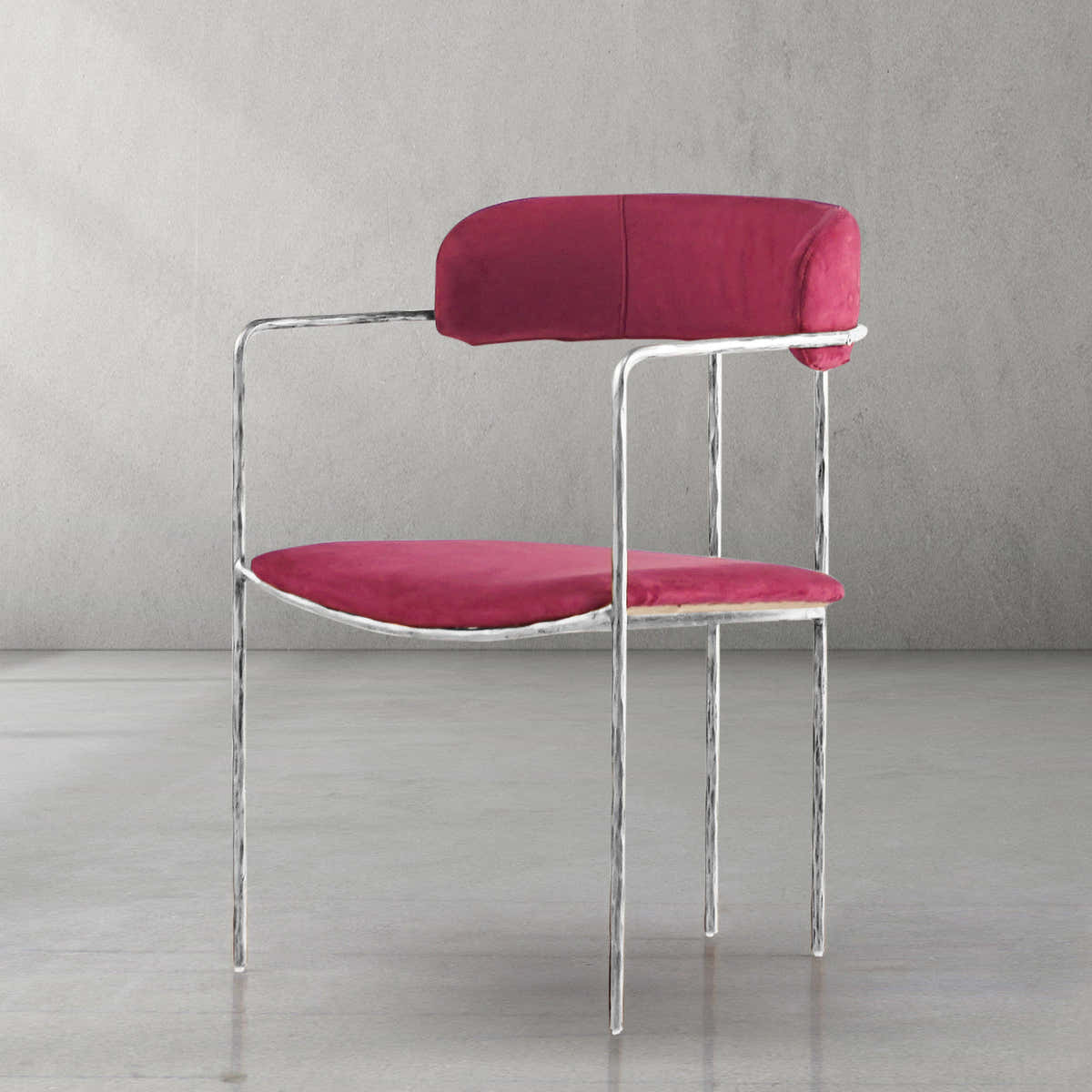 Hand-Forged Metal Vintage Armrest Dining Chair