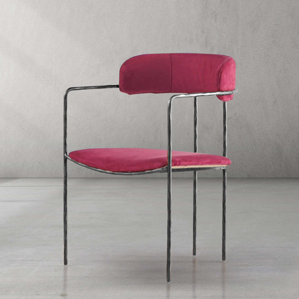 Hand-Forged Metal Vintage Armrest Dining Chair
