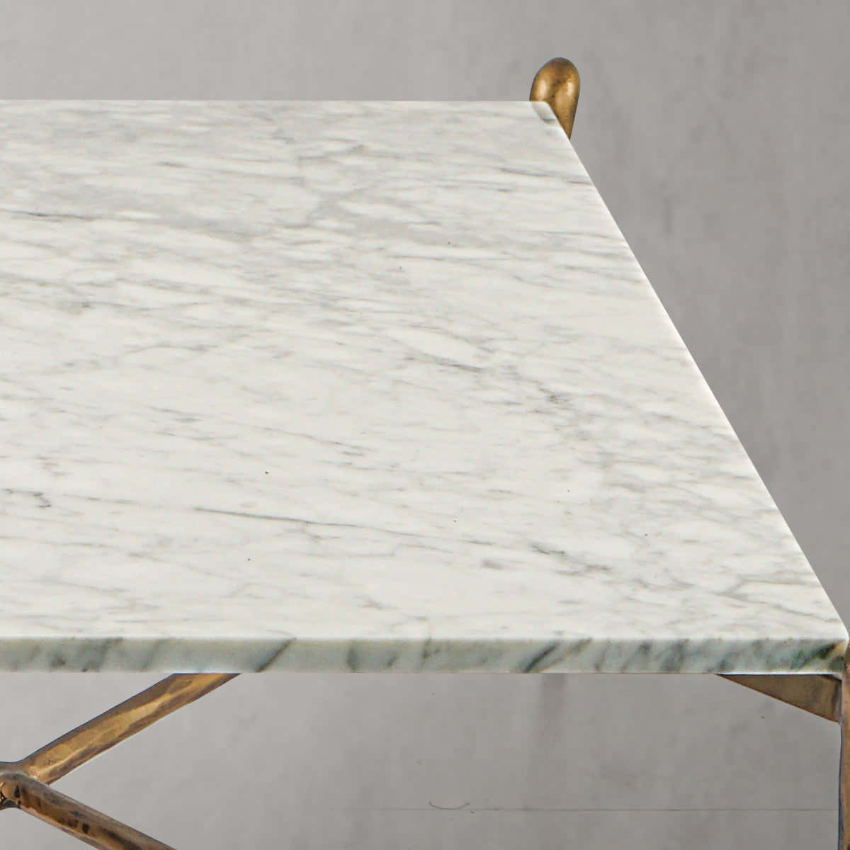 Hand-Forged Metal Square Horn Marble Coffee Table 39" 50"