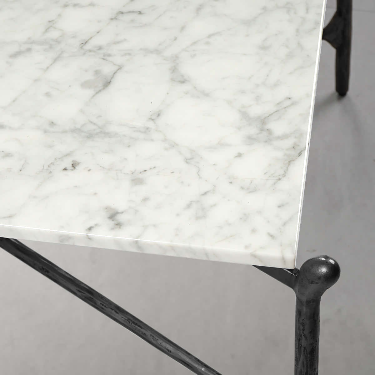 Hand-Forged Metal Square Horn Marble Coffee Table 39" 50"