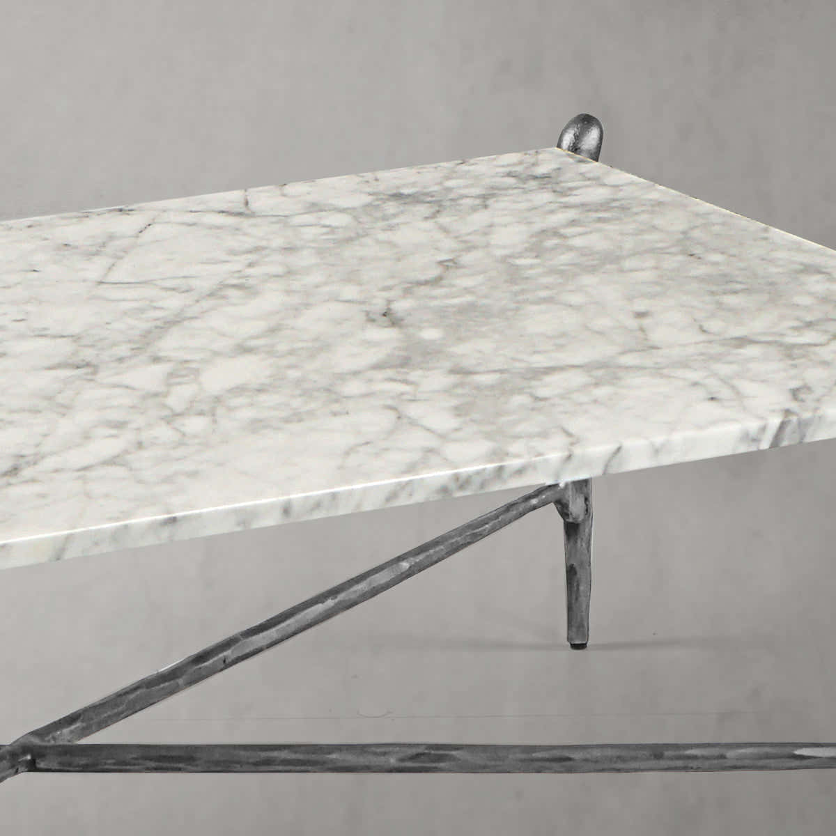 Hand-Forged Metal Square Horn Marble Coffee Table 39" 50"