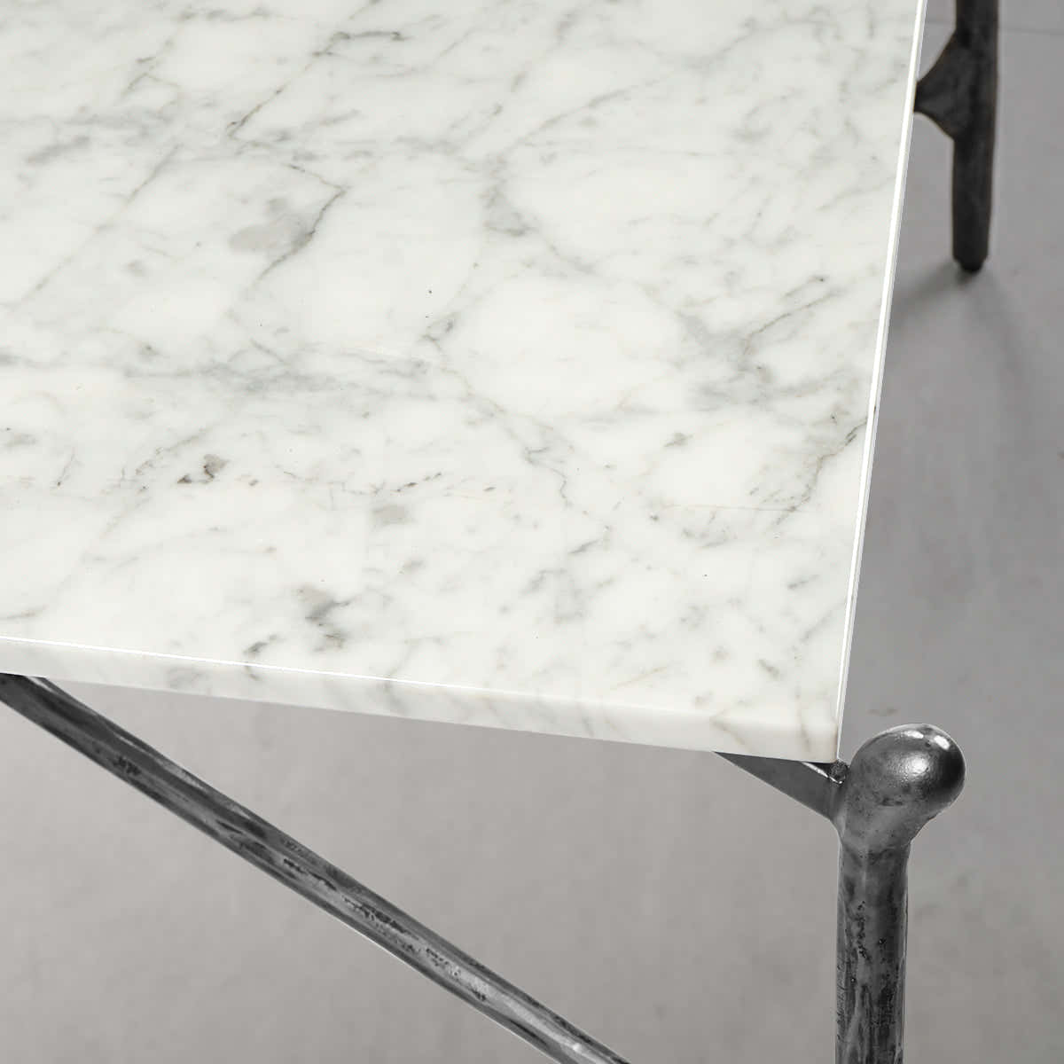 Hand-Forged Metal Square Horn Marble Coffee Table 39" 50"