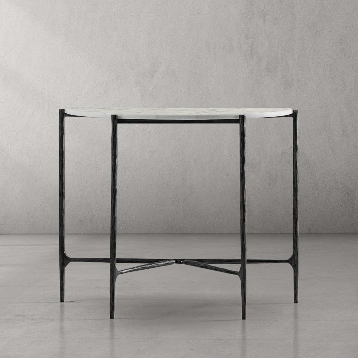 Hand-Forged Metal Semi-circle Console Table