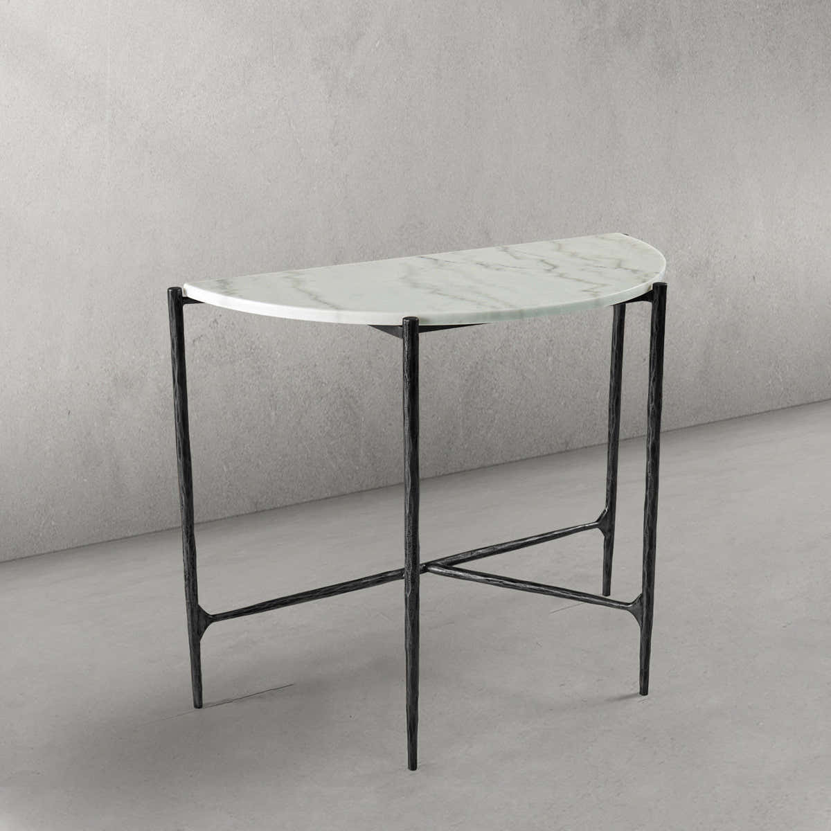 Hand-Forged Metal Semi-circle Console Table