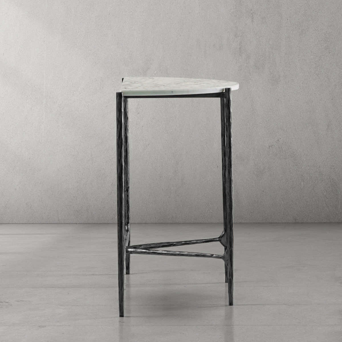 Hand-Forged Metal Semi-circle Console Table