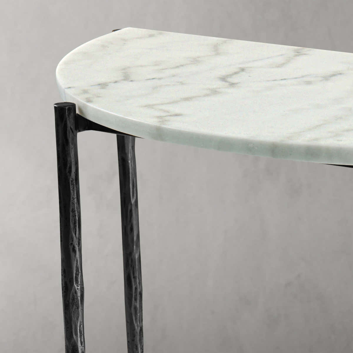 Hand-Forged Metal Semi-circle Console Table