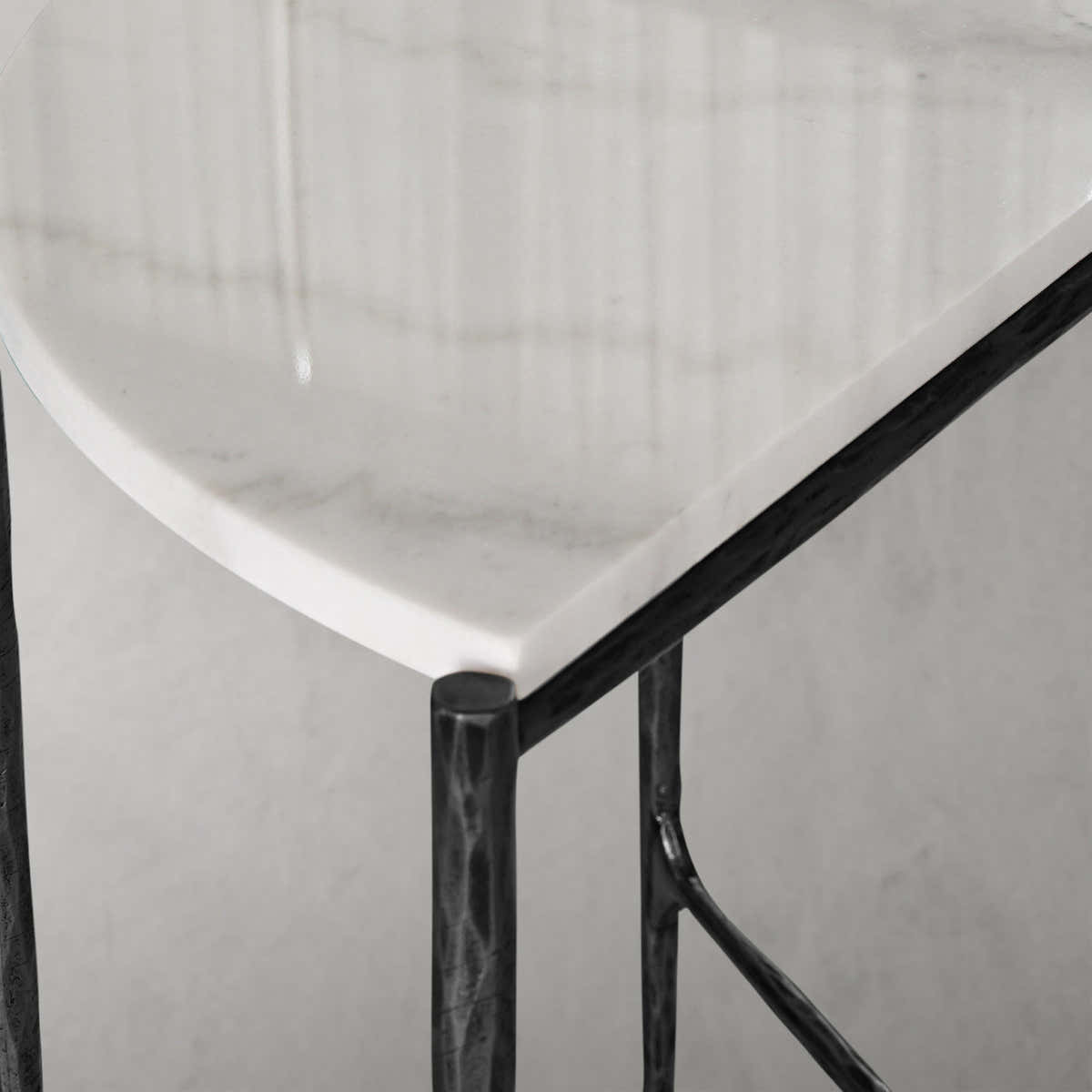 Hand-Forged Metal Semi-circle Console Table