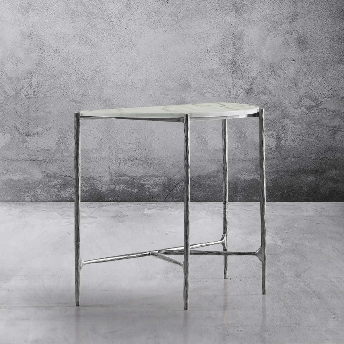 Hand-Forged Metal Semi-circle Console Table