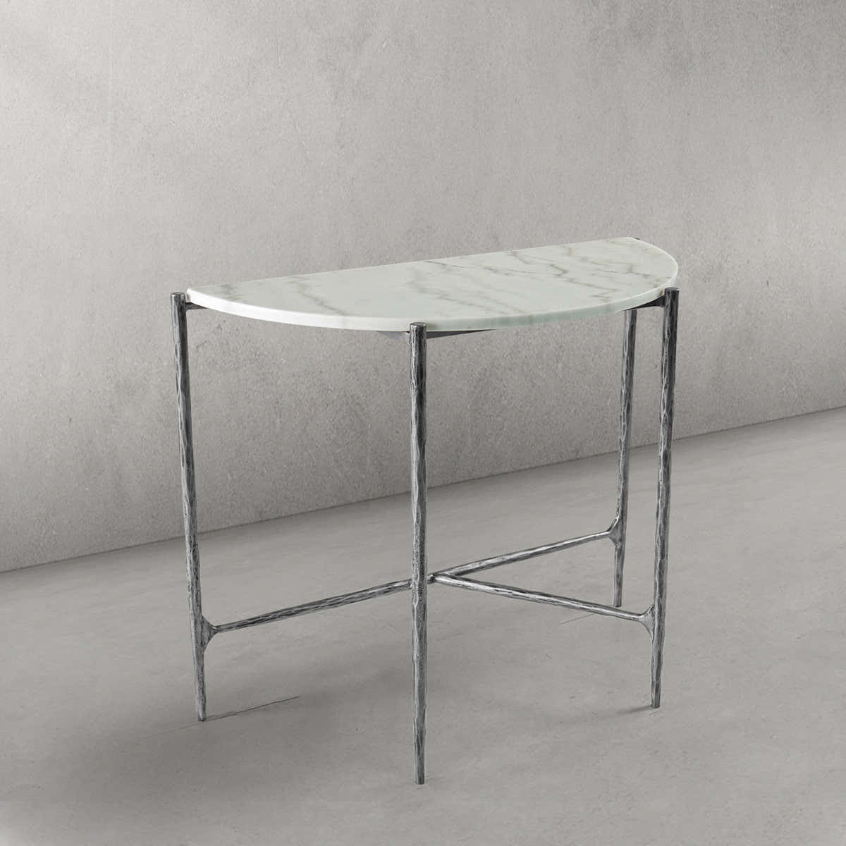 Hand-Forged Metal Semi-circle Console Table