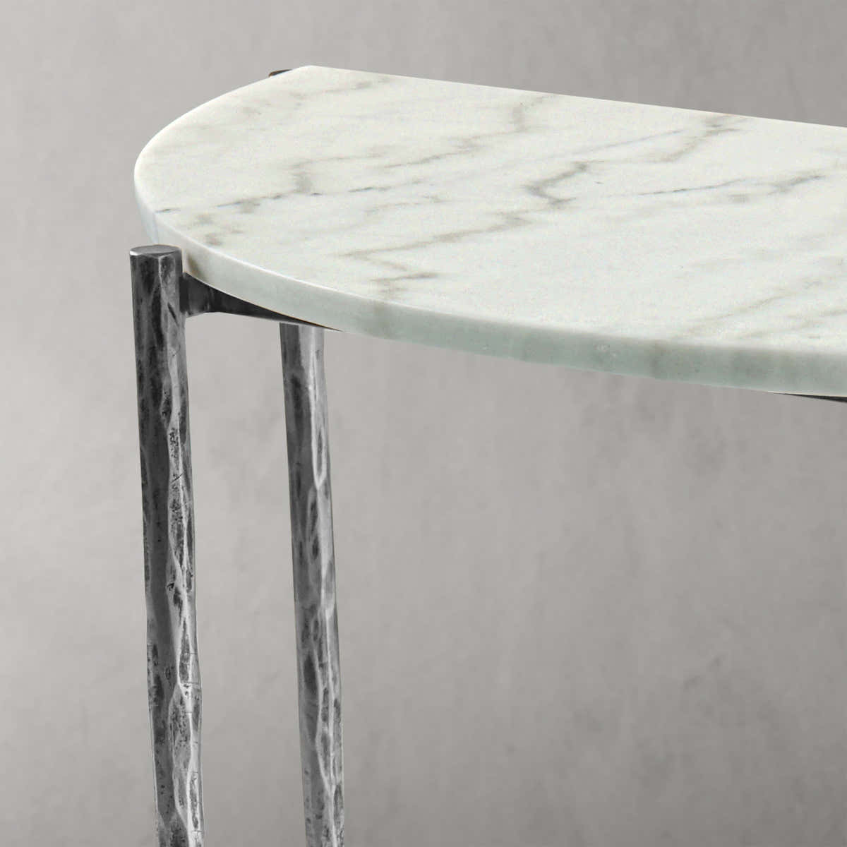 Hand-Forged Metal Semi-circle Console Table