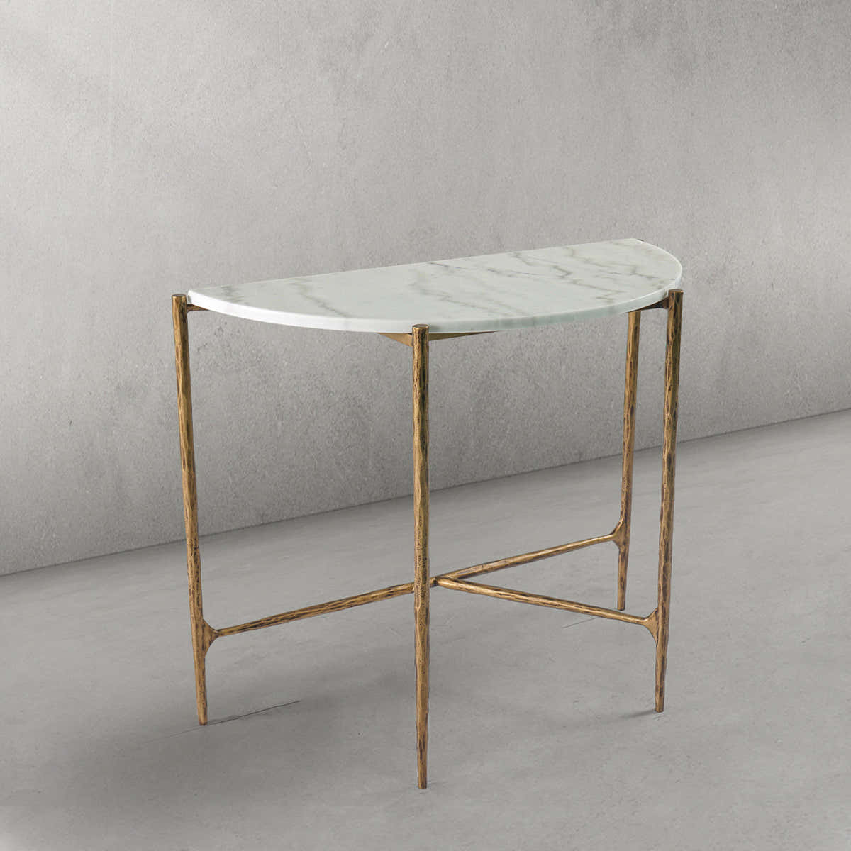 Hand-Forged Metal Semi-circle Console Table