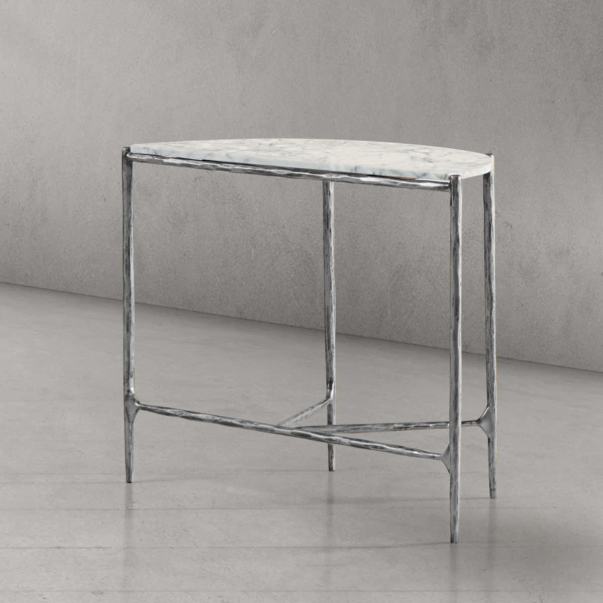 Hand-Forged Metal Semi-circle Console Table