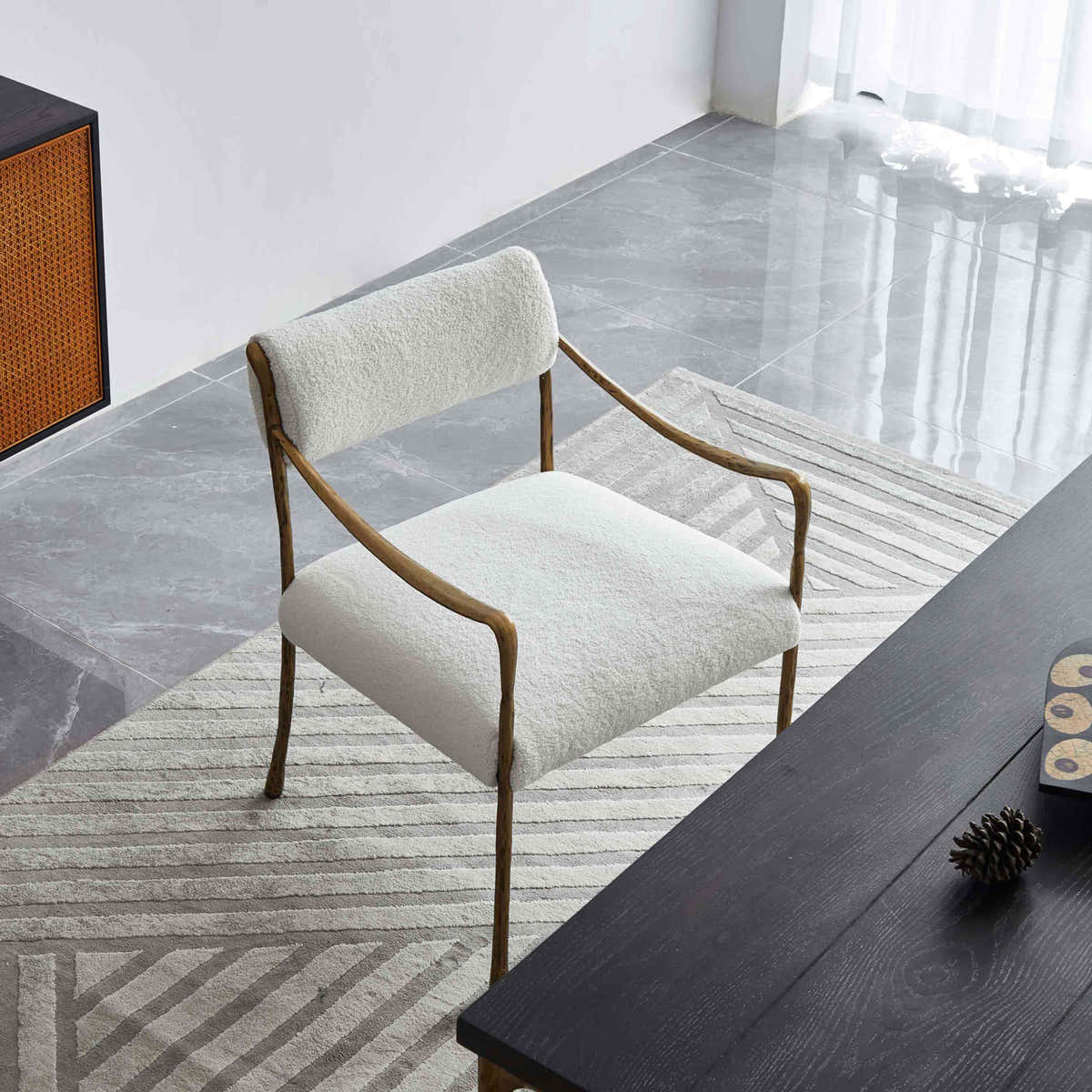 Hand-Forged Metal Retro Copper Iron Frame Dining Chair