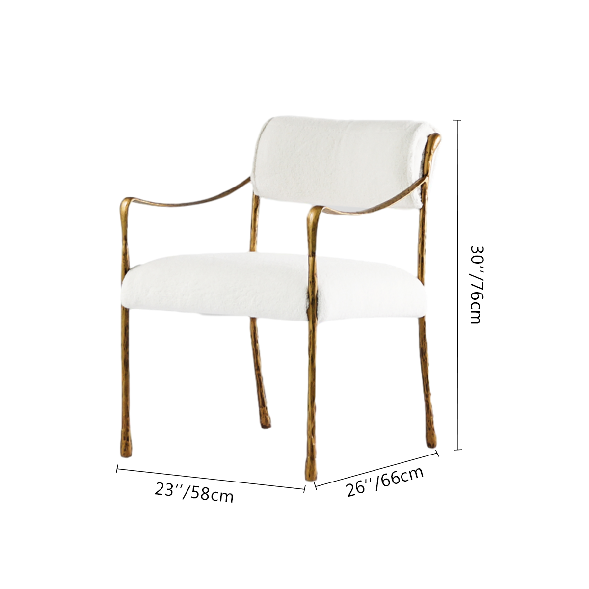 Hand-Forged Metal Retro Copper Iron Frame Dining Chair