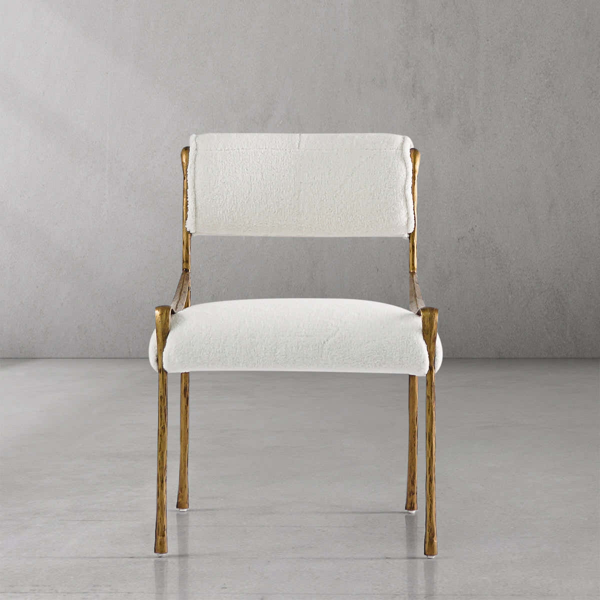 Hand-Forged Metal Retro Copper Iron Frame Armless Dining Chair