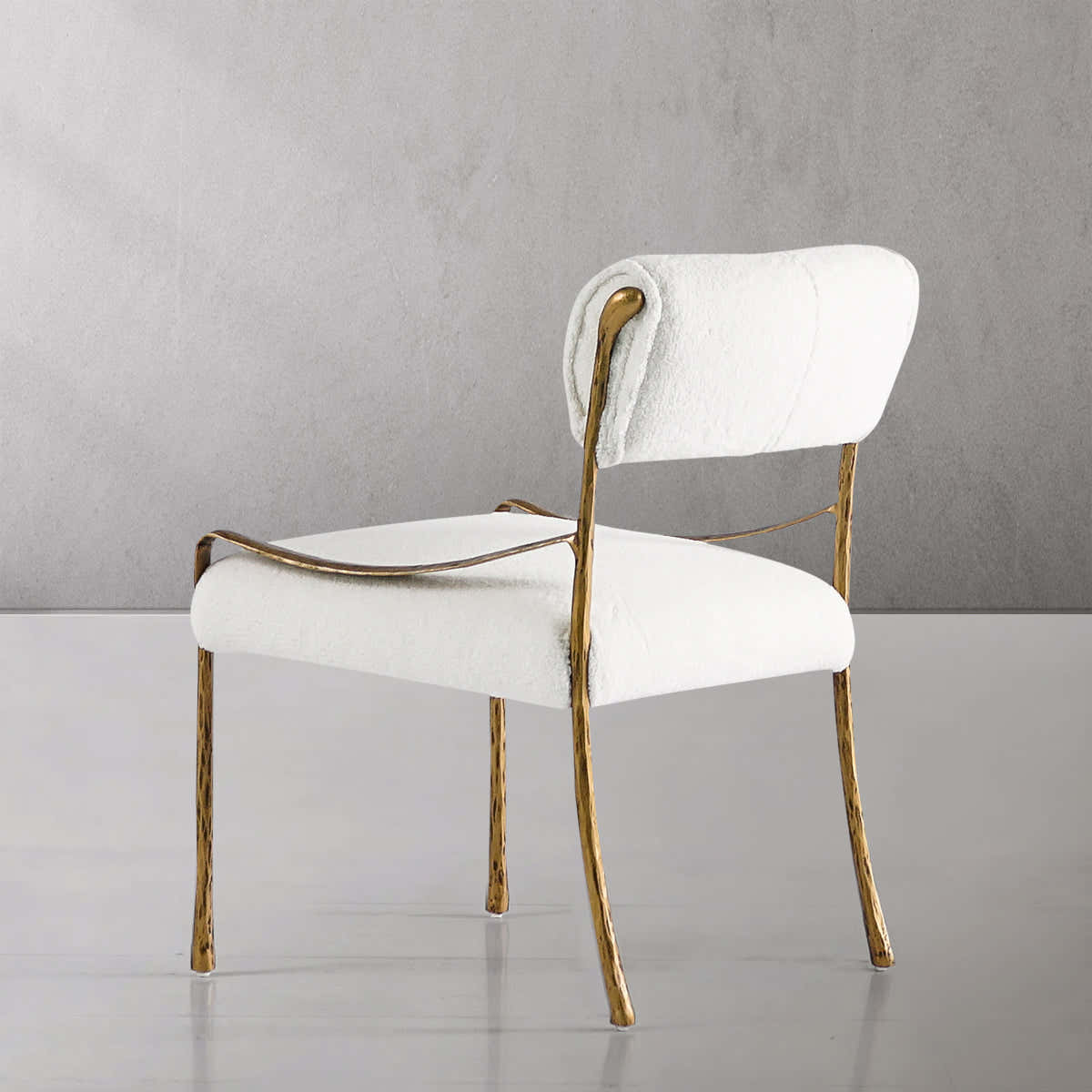 Hand-Forged Metal Retro Copper Iron Frame Armless Dining Chair
