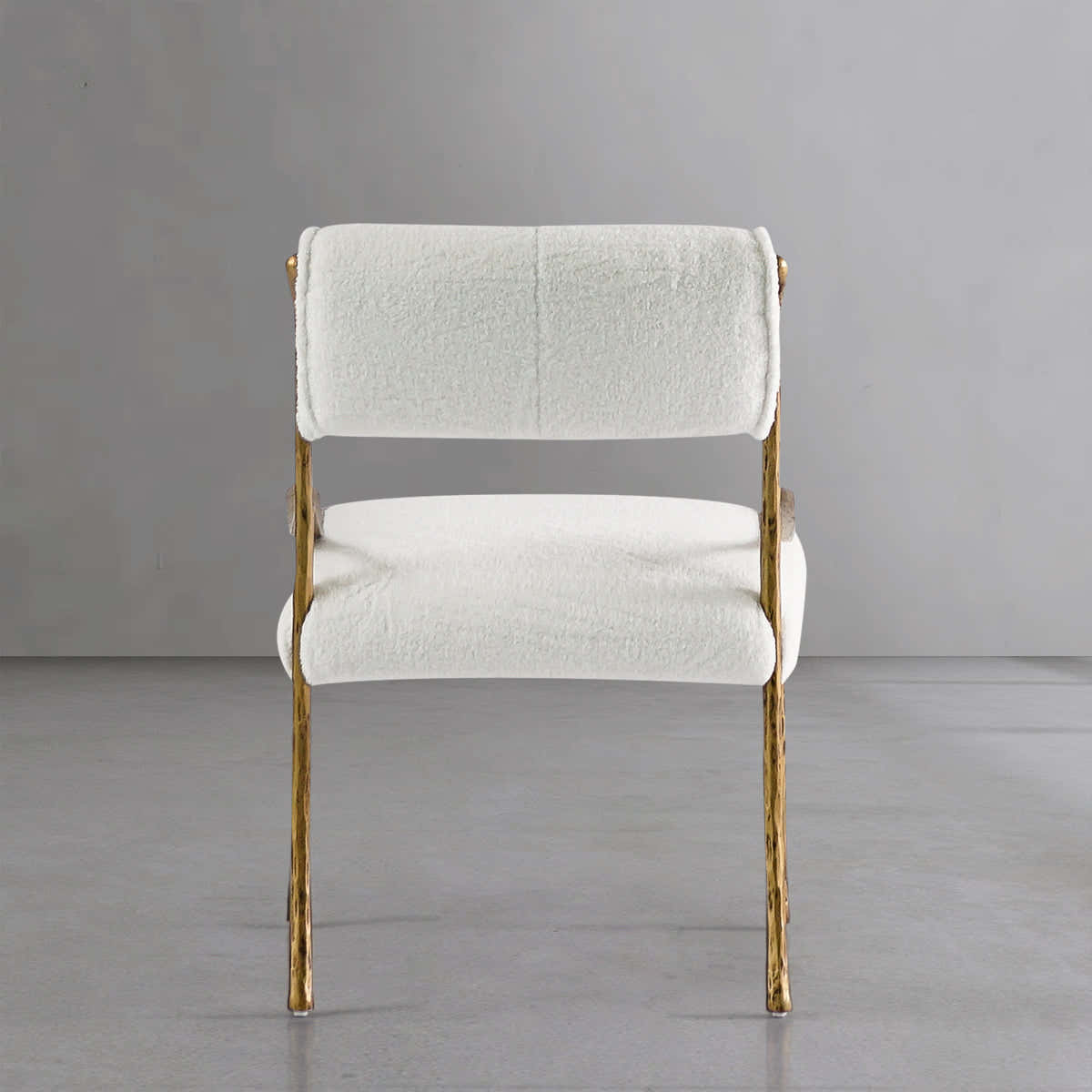 Hand-Forged Metal Retro Copper Iron Frame Armless Dining Chair