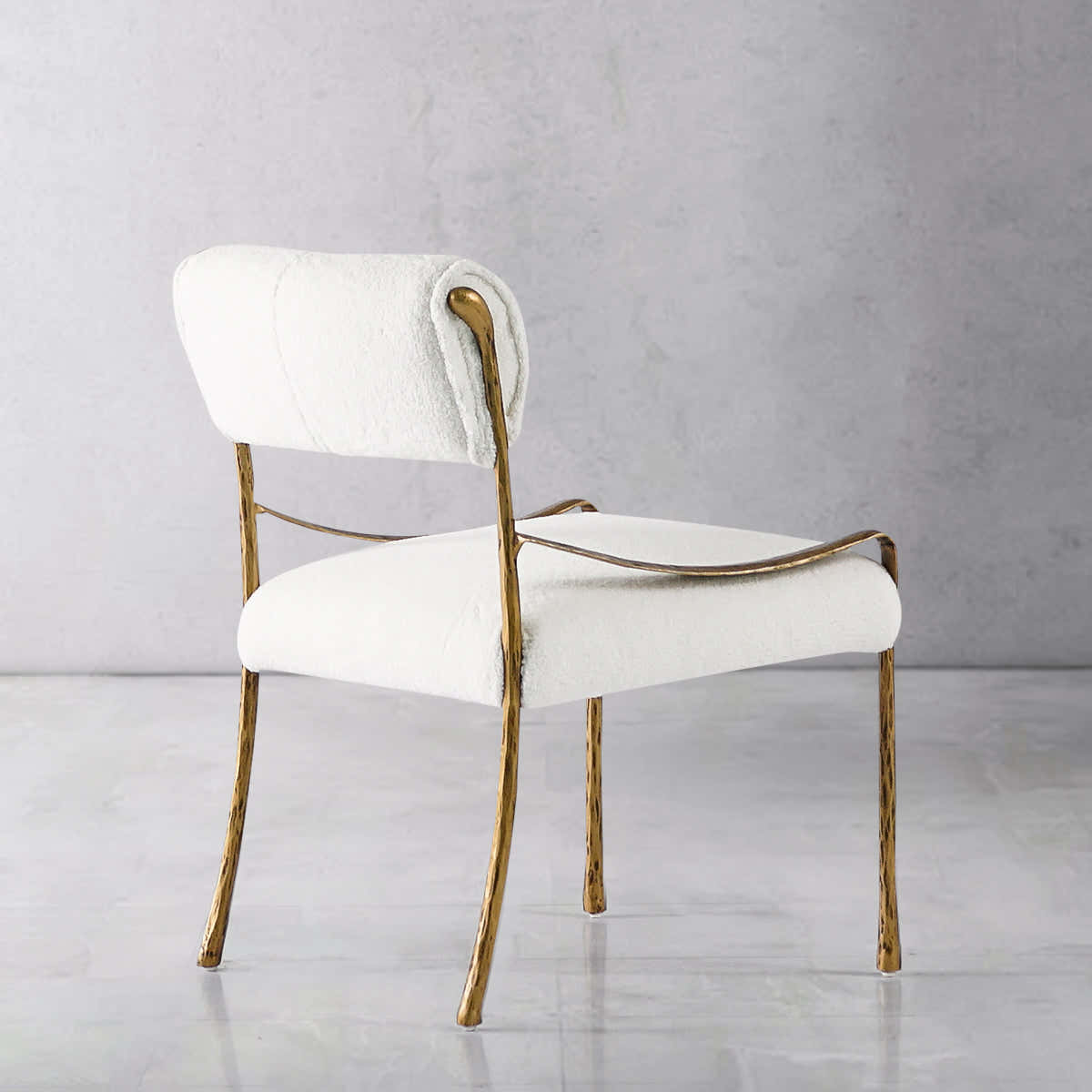 Hand-Forged Metal Retro Copper Iron Frame Armless Dining Chair